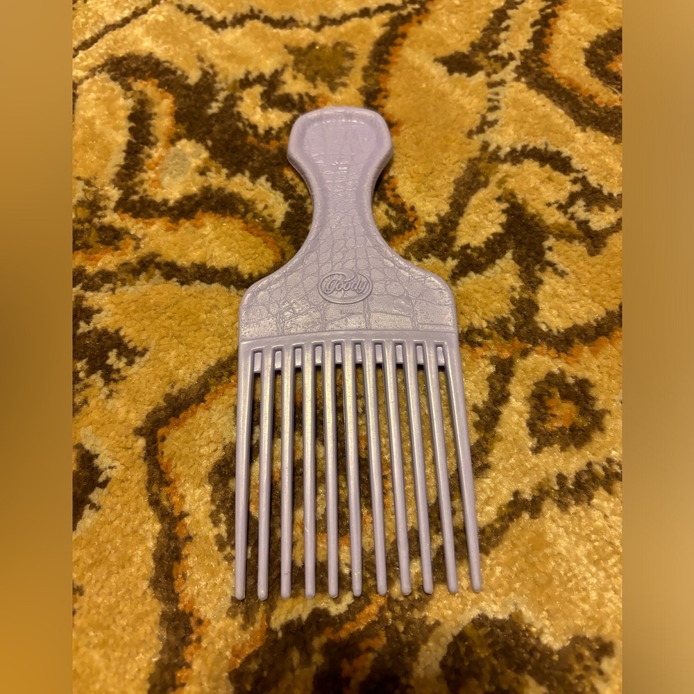 Vintage Goody Textured Plastic Hair Pick Lift Comb purple Made in USA